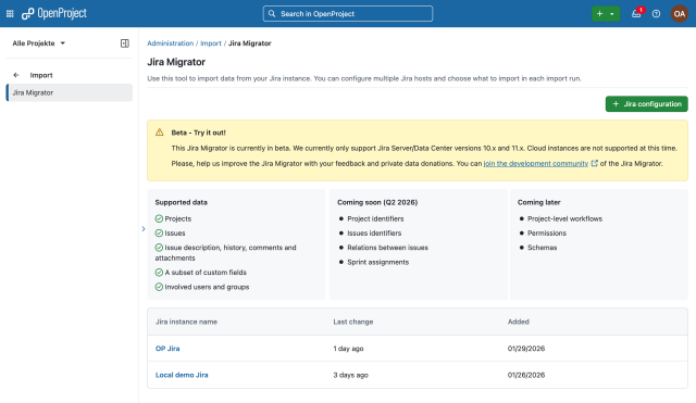 OpenProject Jira Migrator in Beta